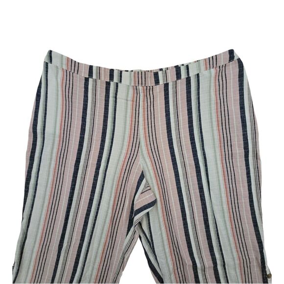 NWT A.N.A. Multi Striped Linen-Blend Wide-Leg Crop Casual Pants Women's Size 5X - Picture 4 of 9